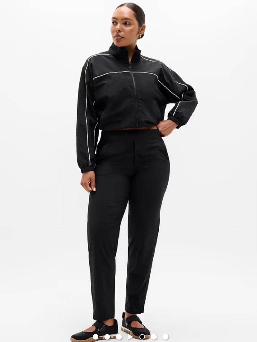 Athleta Brooklyn Tuxedo Pants Womens Size 12 Black Satin Side Stripe Ankle